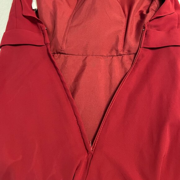 Mori Lee Madeline Gardner Women's Evening Dress Sherry Red Size 0 Ruffle Neck - Picture 6 of 10